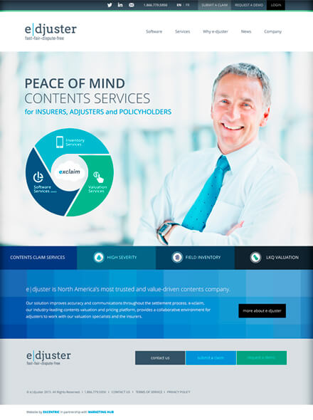 screen shot of edjuster website