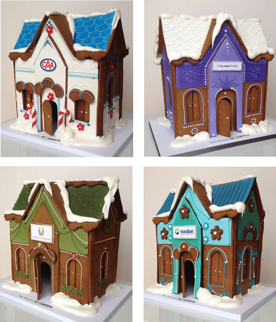 four gingerbread houses